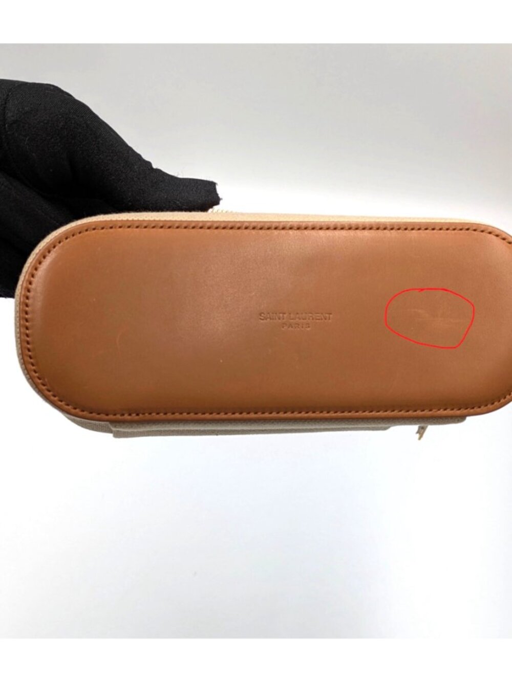 Saint Laurent Canvas Calfskin Mini Gaby Vanity Case Desert Dust Brick 834213 - Picture 15 of 15